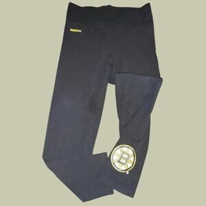 Reebok Boston Bruins Kids Sz 4 Leggings Youth Hockey Unisex NHL Pastrnak Black